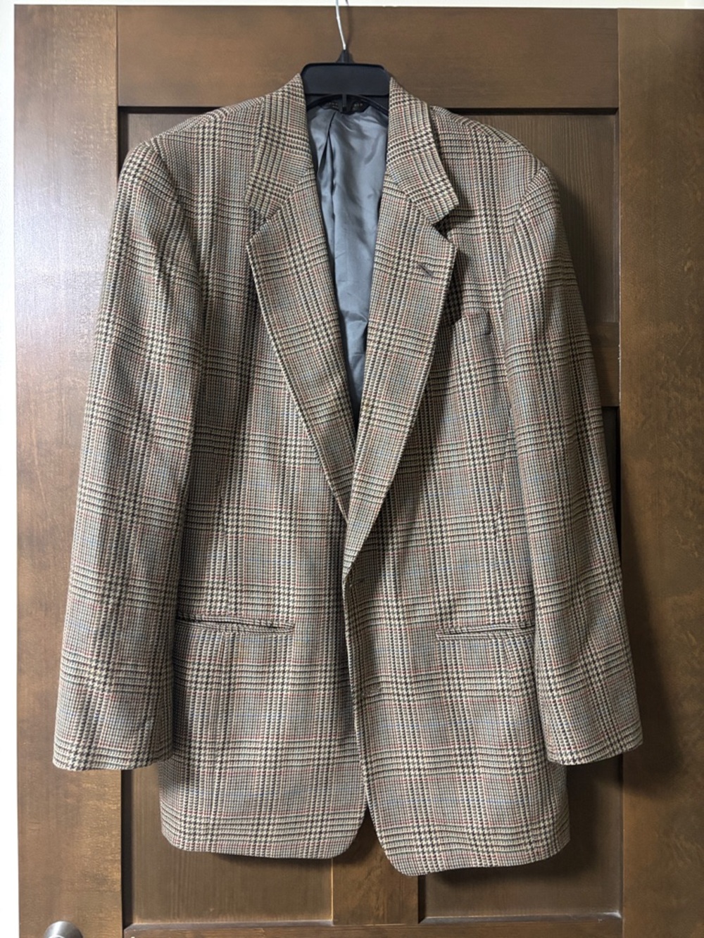 Donna Karan Hand Tailored Made in USA Vintage Couture Brown Plaid Blazer 40 Long